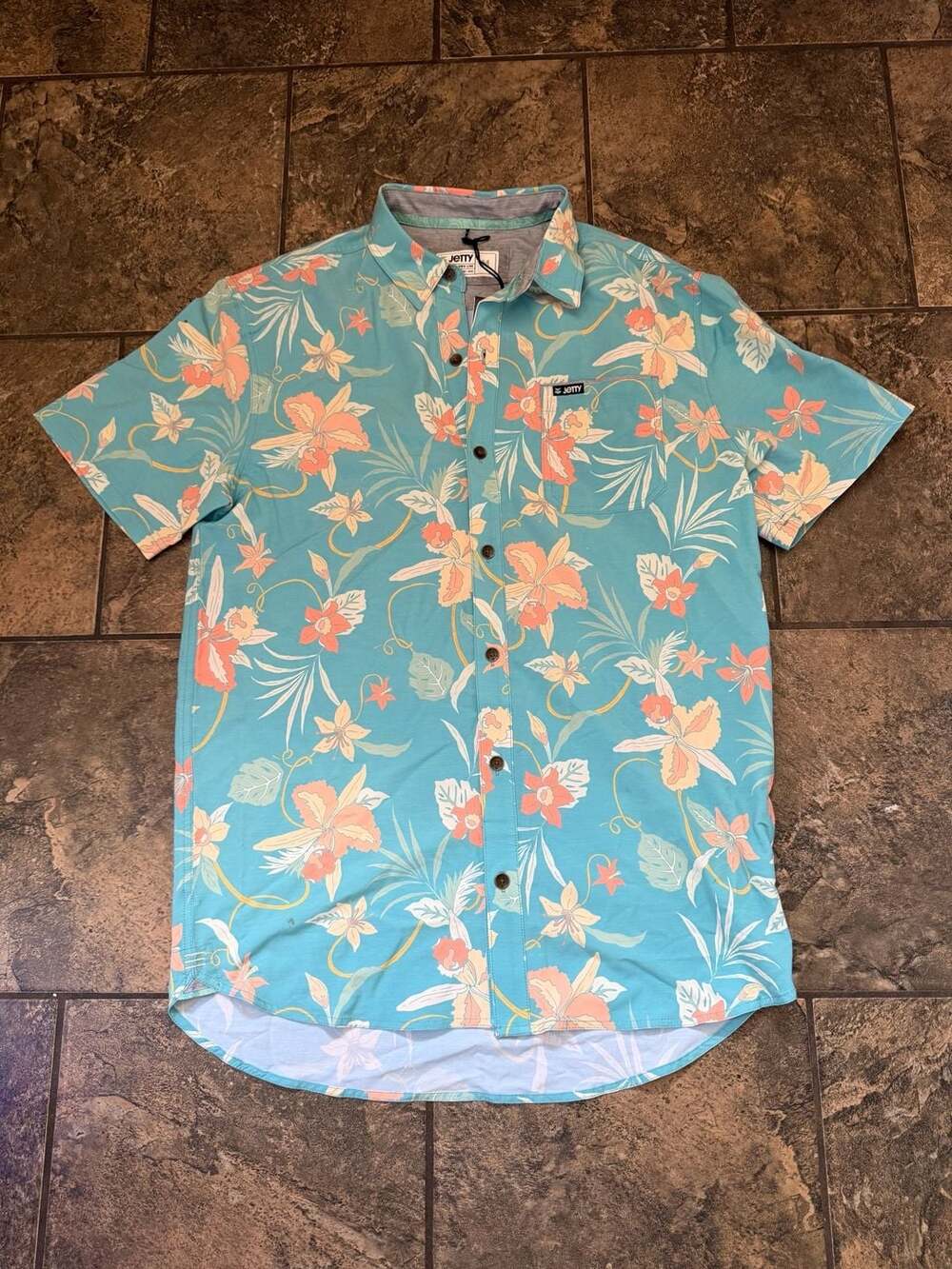 Jetty Garwood Woven Tropical Floral Short Sleeve Shirt
